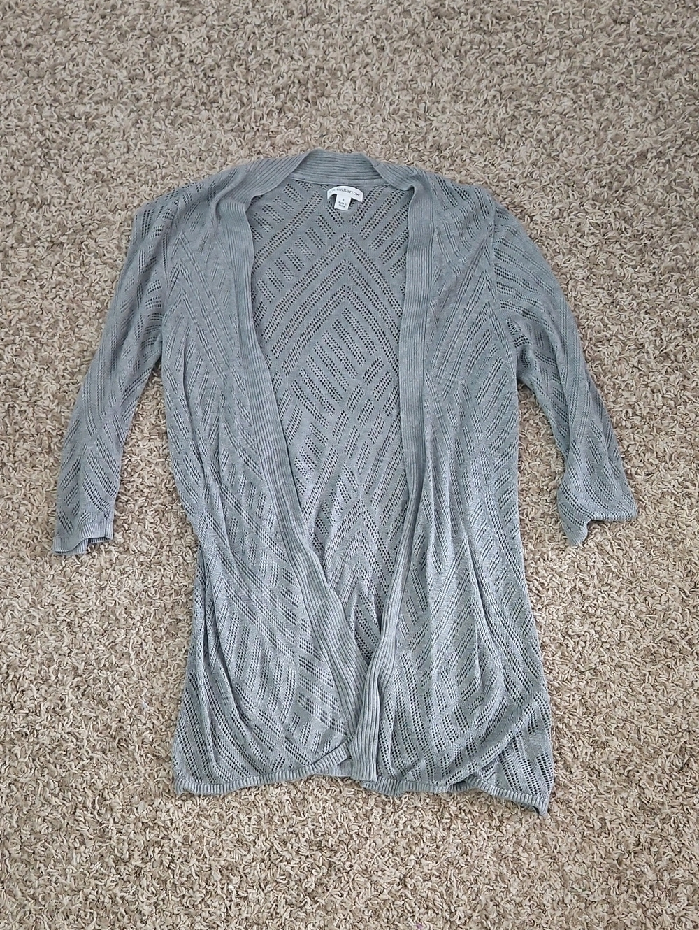 croft & barrow Light Gray Open-Front Knit Cardigan